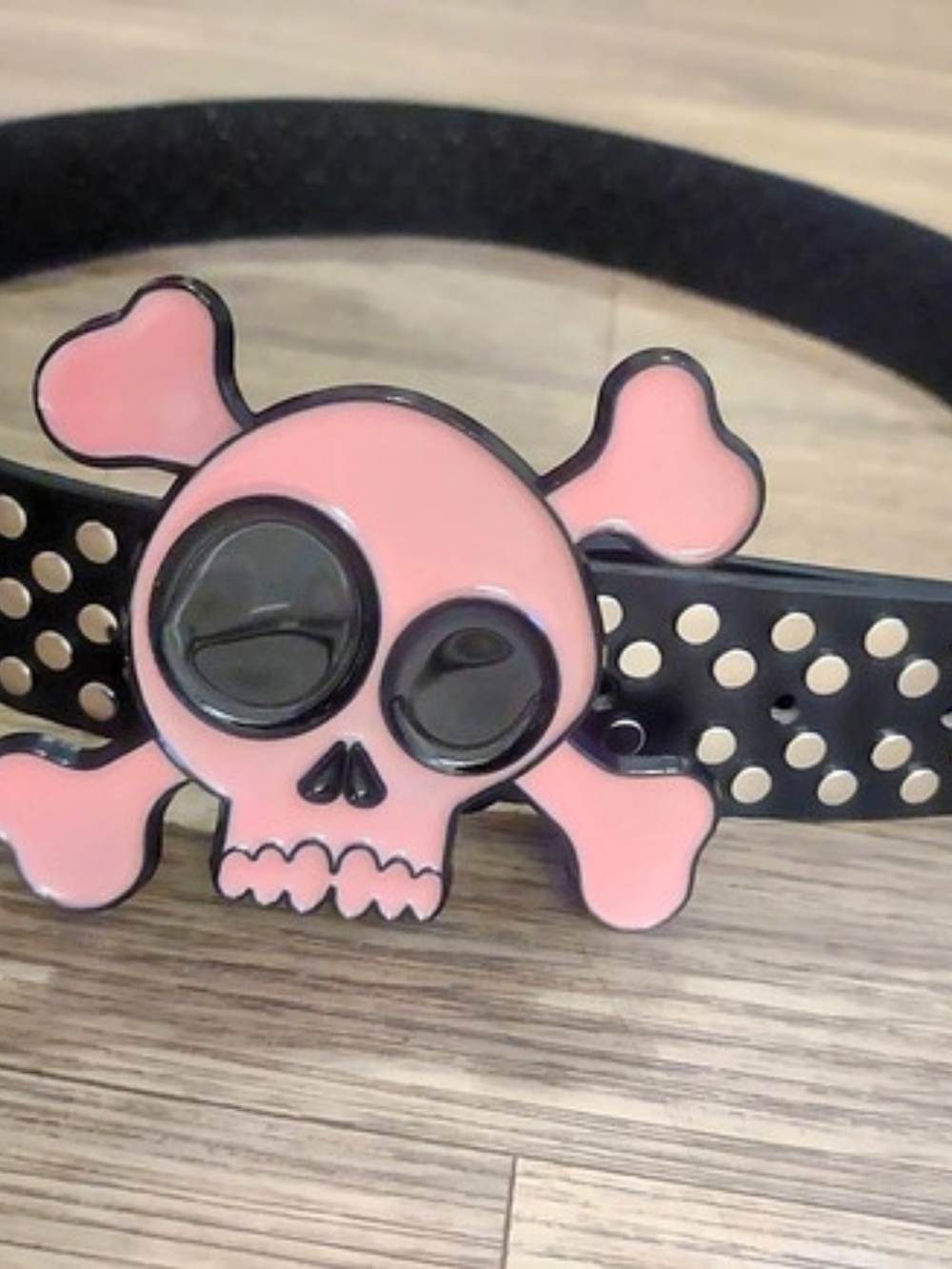 Skull Studded Belt in Black & Pink